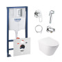 Комплект інсталяція Grohe Rapid SL 38772001 + унітаз з сидінням Qtap Swan QT16335178W + набір для гігієнічного душу зі змішувачем Grohe BauLoop 111042