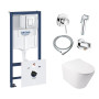 Комплект інсталяція Grohe Rapid SL 38827000 + унітаз з сидінням Qtap Swan QT16335178W + набір для гігієнічного душу зі змішувачем Grohe BauClassic 111048