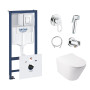 Комплект інсталяція Grohe Rapid SL 38827000 + унітаз з сидінням Qtap Swan QT16335178W + набір для гігієнічного душу зі змішувачем Grohe BauLoop 111042