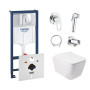 Комплект інсталяція Grohe Rapid SL 38721001 + унітаз з сидінням Qtap Crow QT05335170W + набір для гігієнічного душу зі змішувачем Grohe BauLoop 111042