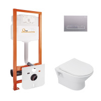 Набір Qtap інсталяція Nest QTNESTM425M08SAT + унітаз з сидінням Lark QT0331159W