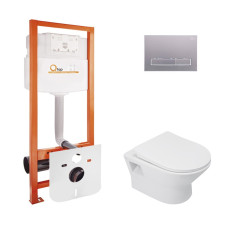 Набір Qtap інсталяція Nest QTNESTM425M08SAT + унітаз з сидінням Lark QT0331159W