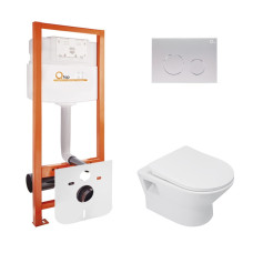 Набір Qtap інсталяція Nest QTNESTM425M11SAT + унітаз з сидінням Lark QT0331159W