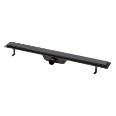 Трап лінійний Qtap Dry Tile304-900MBLA з нержавіючою решіткою 900х70