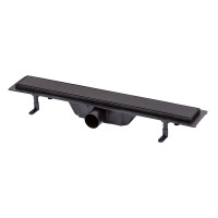 Трап лінійний Qtap Dry Tile304-600MBLA з нержавіючою решіткою 600х70