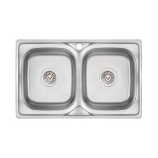 Кухонная мойка с двумя чашами Lidz 7948 0,8 мм Micro Decor (LIDZ7948MDEC08)