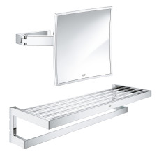 Набір аксесуарів Grohe полиця для рушників Selection Cube 40804000 + дзеркало комсетичне Selection Cube 40808000