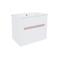 Комплект Qtap Virgo 700х580х437 White/Whitish oak тумба підвісна + раковина урізна  QT1872TPА7013070CW