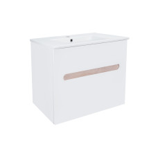 Комплект Qtap Virgo 700х580х437 White/Whitish oak тумба підвісна + раковина урізна  QT1872TPА7013070CW