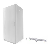 Набір Qtap душова кабіна Aquarius CRM1099SC6 Clear з лінійним трапом Dry FC304-800