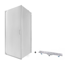 Набір Qtap душова кабіна Aquarius CRM1099SC6 Clear з лінійним трапом Dry FC304-800