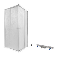 Набор Qtap душевая кабина Presto CRM1099SP5 Pear с линейным трапом Dry FA304-600