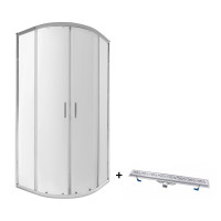 Набір Qtap душова кабіна Taurus CRM1099AC6 Clear з лінійним трапом Dry FC304-800