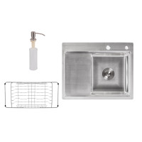 Набір 3 в 1 Lidz кухонна мийка H6350R 3.0/0.8 мм Brush + сушарка + дозатор для миючого засобу