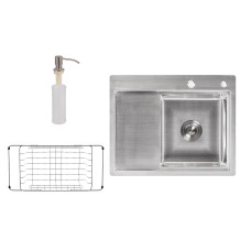 Набір 3 в 1 Lidz кухонна мийка H6350R 3.0/0.8 мм Brush + сушарка + дозатор для миючого засобу