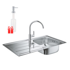 Набір Grohe мийка кухонна K200 31562SD0 + змішувач BauEdge 31367000 + дозатор для миючого засобу Contemporary 40536000