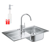 Набор Grohe мойка кухонная K400 31570SD0 + смеситель Concetto 32663001 + дозатор для моющего средства Contemporary 40536000