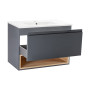 Комплект Qtap Robin 800х580х437 Graphite/Whitish oak тумба підвісна + раковина урізна QT1372TPВ8002GWO
