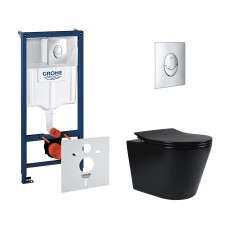 Набір інсталяція 4 в 1 Grohe Rapid SL 38721001 + унітаз з сидінням Qtap Scorpio QT1433053ERMB