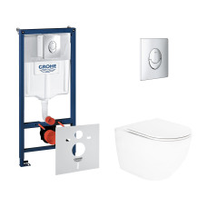 Набір інсталяція 4 в 1 Grohe Rapid SL 38721001 + унітаз з сидінням Qtap Robin QT13332141ERW