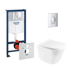 Набір інсталяція 4 в 1 Grohe Rapid SL 38721001 + унітаз з сидінням Qtap Virgo QT1833051ERW
