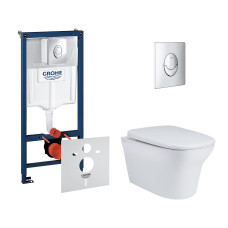 Набір інсталяція 4 в 1 Grohe Rapid SL 38721001 + унітаз з сидінням Qtap Gemini QT25332614EW