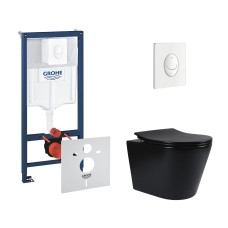 Набір інсталяція 4 в 1 Grohe Rapid SL 38722001 + унітаз з сидінням Qtap Scorpio QT1433053ERMB