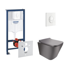 Набір інсталяція 4 в 1 Grohe Rapid SL 38722001 + унітаз з сидінням Qtap Scorpio QT133053ERMB