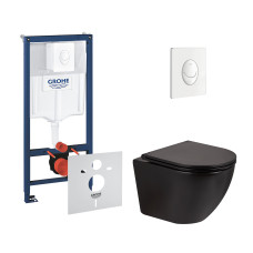 Набір інсталяція 4 в 1 Grohe Rapid SL 38722001 + унітаз з сидінням Qtap Robin QT1333046ERMB