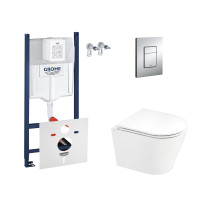 Набір інсталяція 4 в 1 Grohe Rapid SL 3884000G + унітаз з сидінням Qtap Scorpio QT1433053ERW