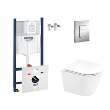 Набір інсталяція 4 в 1 Grohe Rapid SL 3884000G + унітаз з сидінням Qtap Scorpio QT1433053ERW