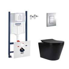 Набір інсталяція 4 в 1 Grohe Rapid SL 3884000G + унітаз з сидінням Qtap Scorpio QT1433053ERMB