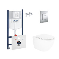 Набір інсталяція 4 в 1 Grohe Rapid SL 3884000G + унітаз з сидінням Qtap Robin QT13332141ERW