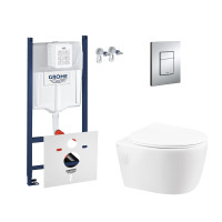 Набір інсталяція 4 в 1 Grohe Rapid SL 3884000G + унітаз з сидінням Qtap Leo QT11331002ERW