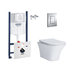 Набір інсталяція 4 в 1 Grohe Rapid SL 3884000G + унітаз з сидінням Qtap Presto QT24332615EW