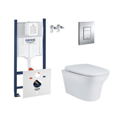 Набір інсталяція 4 в 1 Grohe Rapid SL 3884000G + унітаз з сидінням Qtap Gemini QT25332614EW