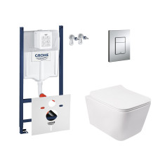 Набір інсталяція 4 в 1 Grohe Rapid SL 3884000G + унітаз з сидінням Qtap Crow QT05335170W