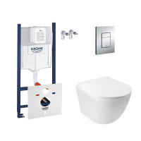 Набір інсталяція 4 в 1 Grohe Rapid SL 3884000G + унітаз з сидінням Qtap Jay QT07335176W