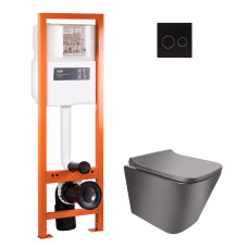 Набір Qtap інсталяція 4 в 1 з панеллю змиву Nest (QT0233M370 + QT0211P01V1178MB) + унітаз з сидінням Tern QT1433053ERMB