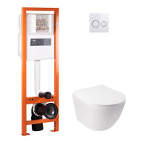 Набір Qtap інсталяція 4 в 1 з панеллю змиву Nest (QT0233M370 + QT0211P01V1176W) + унітаз з сидінням Jay QT07335176W