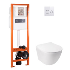 Набір Qtap інсталяція 4 в 1 з панеллю змиву Nest (QT0233M370 + QT0211P01V1176W) + унітаз з сидінням Jay QT07335176W