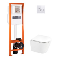 Набір Qtap інсталяція 4 в 1 з панеллю змиву Nest (QT0233M370 + QT0211P01V1176W) + унітаз з сидінням Scorpio QT1433053ERW