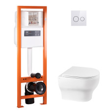 Набір Qtap інсталяція 4 в 1 з панеллю змиву Nest (QT0233M370 + QT0211P01V1176W) + унітаз з сидінням Aries QT0333063ERW