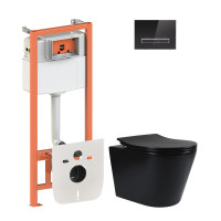 Набір Qtap інсталяція 4 в 1 з панеллю змиву Nest (QT0133M425 + QT0111V1107GB) + унітаз з сидінням Scorpio QT1433053ERMB