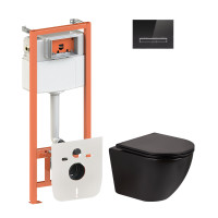 Набір Qtap інсталяція 4 в 1 з панеллю змиву Nest (QT0133M425 + QT0111V1107GB) + унітаз з сидінням Robin QT1333046ERMB