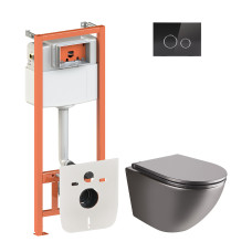 Набір Qtap інсталяція 4 в 1 з панеллю змиву Nest (QT0133M425 + QT0111V1107GB) + унітаз з сидінням Robin QT1333046ENRMB