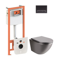Набір Qtap інсталяція 4 в 1 з панеллю змиву Nest (QT0133M425 + QT0111M08V1091MB) + унітаз з сидінням Robin QT1333046ENRMB