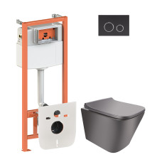 Набір Qtap інсталяція 4 в 1 з панеллю змиву Nest (QT0133M425 + QT0111M11V1146MB) + унітаз з сидінням Tern QT1733052ERMB
