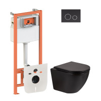 Набір Qtap інсталяція 4 в 1 з панеллю змиву Nest (QT0133M425 + QT0111M11V1146MB) + унітаз з сидінням Robin QT1333046ERMB
