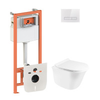 Набір Qtap інсталяція 4 в 1 з панеллю змиву Nest (QT0133M425 + QT0111V1105GW) + унітаз з сидінням Virgo QT1833051ERW